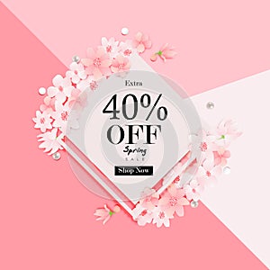 Spring sale background with beautiful flower vector