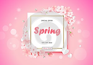 Spring sale background with beautiful flower vector, banners, Wallpaper, invitation, posters, brochure,
