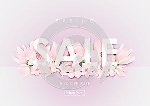 Spring sale background with beautiful flower vectoration template, banners, Wallpaper, invitation, posters, brochure,
