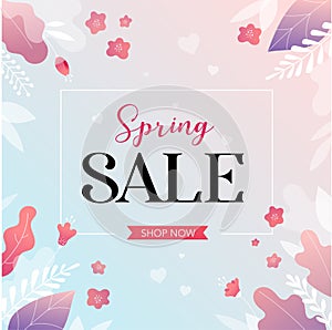 Spring sale background withcolorful flowers. Vector illustration.