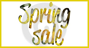 Spring sale banner - with daffodils behind the text and a yellow border