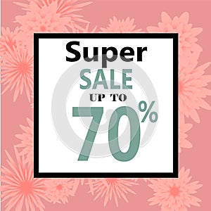 Spring sale banner with paper flowers on a yellow background. Vector illustration. Banner perfect for promotions, magazines,