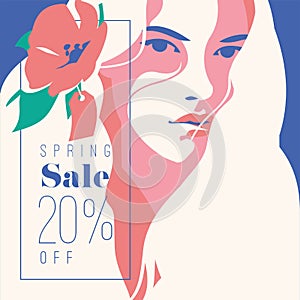 Spring Sale Banner, Sale Poster, Sale Flyer. 20 Off, Vector illustration.