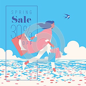 Spring Sale Banner, Sale Poster, Sale Flyer. 30 Off, Vector illustration.