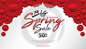 Spring Sale Banner template, web page, banner design, flower concept, floral vector