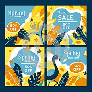 Spring sale design collection banner with floral.