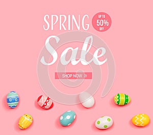 Spring sale message with Easter eggs