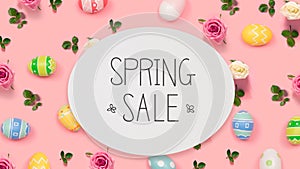 Spring sale message with Easter eggs