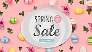 Spring sale message with Easter eggs