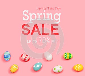 Spring sale message with Easter eggs