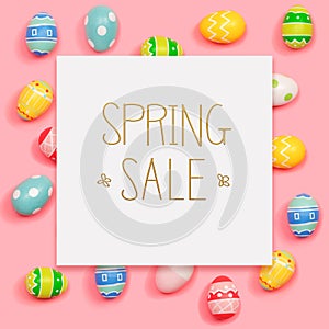 Spring sale message with Easter eggs