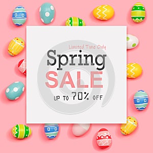 Spring sale message with Easter eggs
