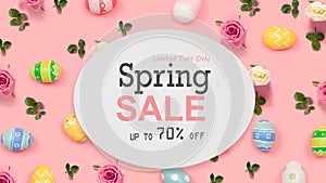 Spring sale message with Easter eggs