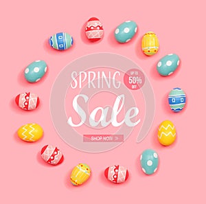 Spring sale message with Easter eggs