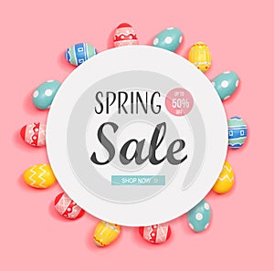 Spring sale message with Easter eggs