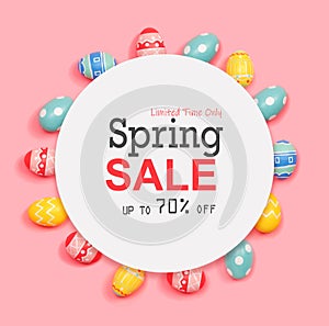 Spring sale message with Easter eggs