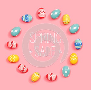 Spring sale message with Easter eggs
