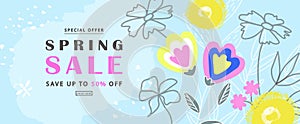 Spring sale poster template with colorful flower background.Can be use banner, promotional materials,voucher, wallpaper