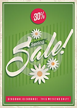 Spring sale retro poster design template