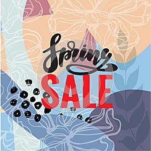 Spring sale and special offer vector banner background with colorful chrysanthemum and daisy flowers elements and spring