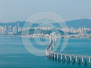 Spring seaside scenery of Binhai Road in Dalian, Liaoning province, China