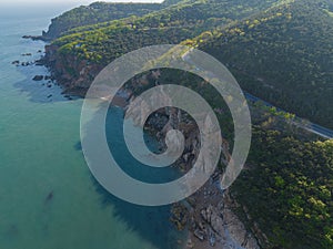 Spring seaside scenery of Binhai Road in Dalian, Liaoning province, China