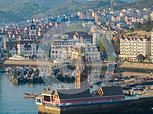 Spring seaside scenery of Binhai Road in Dalian, Liaoning province, China