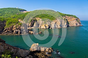 Spring seaside scenery of Binhai Road in Dalian, Liaoning province, China