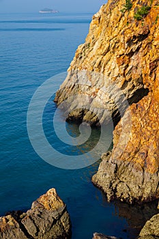 Spring seaside scenery of Binhai Road in Dalian, Liaoning province, China