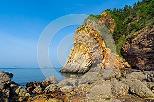 Spring seaside scenery of Binhai Road in Dalian, Liaoning province, China