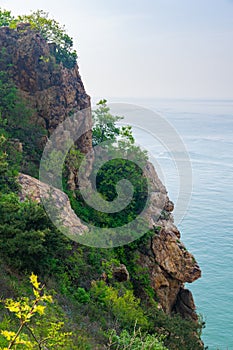 Spring seaside scenery of Binhai Road in Dalian, Liaoning province, China