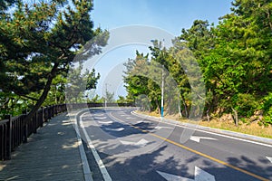 Spring seaside scenery of Binhai Road in Dalian, Liaoning province, China