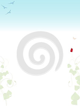 Spring season blank paper sheet with decorations