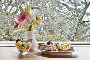 Spring seasonal breakfast brunch for Mother's Day or special celebrations