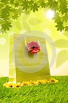 Spring shopping bag in green