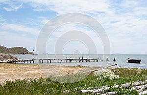 Spring shore of Kerch strait at Fonar cape, Crimea