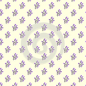 Spring small delicate purple - violet flowers on a neutral light cream background