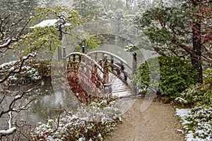 Spring Snow in a Japanese Garden