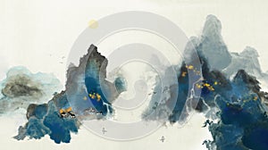 Spring splash ink Chinese style illustration