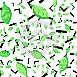 Spring stylized leaves seamless vector pattern