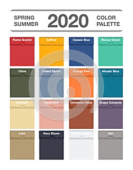 Spring and summer 2020 colors palette on white