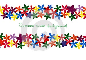 Spring, summer background. Rainbow floral border for design.