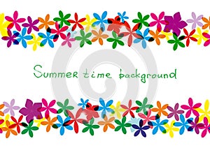 Spring, summer background. Rainbow floral border for design.