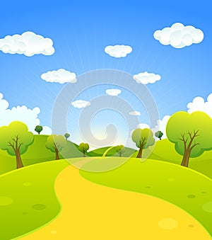 Spring Or Summer Cartoon Landscape