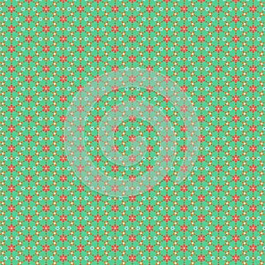 Spring summer floral fabric seamless pattern with small colorful flowers on a green background