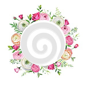 Spring and Summer Floral Frame for Holidays Decoration. Wedding Invitation, Greeting Card Template with Blooming Flowers