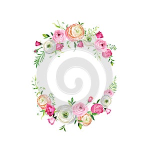 Spring and Summer Floral Frame for Holidays Decoration. Wedding Invitation, Greeting Card Template with Blooming Flowers