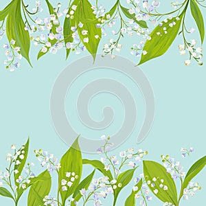 Spring and Summer Floral Frame for Holidays Decoration. Wedding Invitation, Greeting Card with Lily Valley Flowers