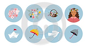 Spring summer illustration circle icon sticker