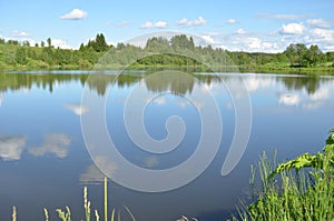 Spring summer landscape blue sky clouds